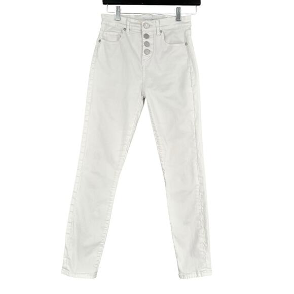 LOFT White High Waisted Button Fly Skinny Fit Crop Jeans Pants Size‎ 00 / 24 - Picture 1 of 8